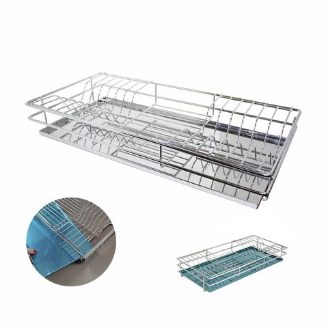 Escorredor de Pratos Aéreo Fixo Cromado C/ Bandeja Inox 870mm Bredal