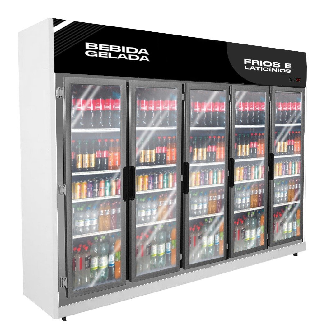 Expositor Auto Serviço 5 Portas Frios e Laticínios 2.000 Litros Branco Klima - 110v - 1