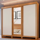 Ver imagem 2 de Guarda Roupa Casal Siena Flex 3 Portas Ripado com Espelho Benetil:cinamomo/off Flex