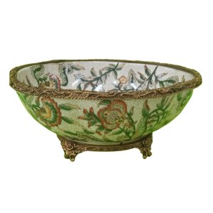 Bowl Exclusivo em Porcelana Craquelê, com Pintura Floral