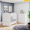 Ver imagem 5 de Berço Nacional e Cômoda Infantil Bala de Menta Branco - Henn