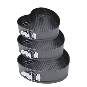 Kit Conjunto 3 Forma para Bolo Torta Coração Assadeira com Fundo Removível Antiaderente