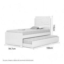Cama Bibox Solteiro com Aplique Colônia Branca - 3