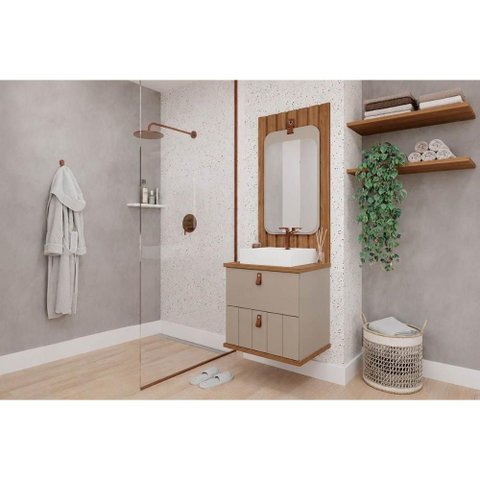 Conjunto Banheiro c/Espelho Milano/Monet 60cm Cappuccino MGM