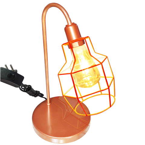 Abajur de Quarto Luminária Industrial Aramado Granada Cobre