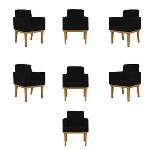 Kit 7 Poltronas Decorativa Reforçadas Sala Balaqui Decor Cor:Preto