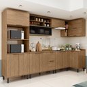 Ver imagem 1 de Cozinha Modulada Toscana 7 Peças Mdf com Aéreo 1200 Porta de Vidro Basculante e Armários Canto 