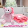 Manta e Bichinho Pelúcia Buettner Baby Microfibra Teddy com Touca Rosa - 4