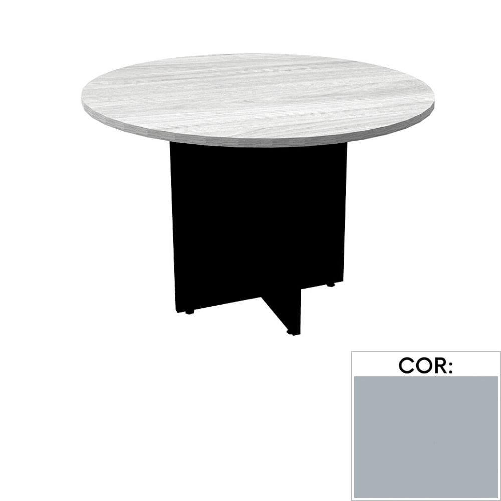 Mesa de Reunião Redonda 110x110cm Pé Painel Pe25 em MDP Cinza com Base Cinza - 1