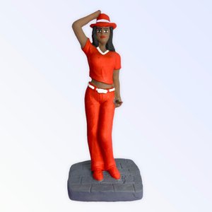Escultura Maria Navalha Vermelha em Resina 16 cm