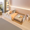 Ver imagem 4 de Cama Infantil Montessoriana Solteiro Cloud Branco/Freijó