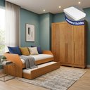 Ver imagem 3 de Conjunto Quarto Bicama Duo + Guarda-Roupa Casal Domus Max 4 Portas com 2 Colchões - Nature/Cedro