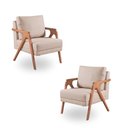 Ver imagem 1 de Kit 2 Poltronas Decorativa Mona Braço de Madeira:veludo Bege