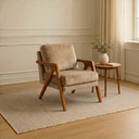 Ver imagem 4 de Kit 2 Poltronas Decorativa Mona Braço de Madeira:veludo Bege
