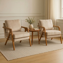 Ver imagem 1 de Kit 2 Poltronas Decorativa Mona Braço de Madeira:veludo Bege