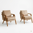Ver imagem 2 de Kit 2 Poltronas Decorativa Mona Braço de Madeira:veludo Bege