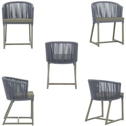 3 Cadeiras de Jantar Área Noronha em Alumínio com Pintura Fendi Corda Náutica E8 Trama Original - 5