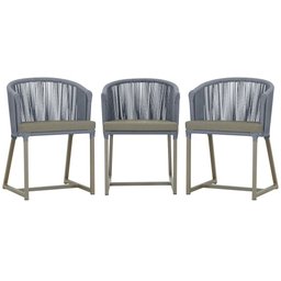 3 Cadeiras de Jantar Área Noronha em Alumínio com Pintura Fendi Corda Náutica E8 Trama Original - 1