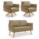 Ver imagem 1 de Kit 01 Namoradeira 02 Lugares e 02 Poltronas Mari Suede Base de Madeira MA30 - D’Rossi Marrom