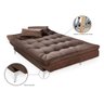 Sofá Cama Versátil Pés de Alumínio Marrom 379 Império Estofados - 7