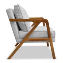 Ver imagem 4 de Poltrona Decorativa Luiza Linho Base em Madeira Castanho - Pallazio - Cinza