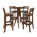 Ver imagem 1 de Kit Bar Bistrô Mesa Retrô 4 Banquetas Alta X Madri Madeira Maciça Pinhão Suede Bege - Ccs