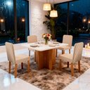 Ver imagem 1 de Sala de Jantar 90x90 Agile 4 Cad. Ayla Linho Off Bom Pastor