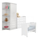 Ver imagem 3 de Conjunto Infantil Aurora Branco: Berço Aurora + Kit Rodízios + Cômoda Aurora + Guarda-roupa