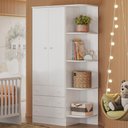 Ver imagem 2 de Conjunto Infantil Aurora Branco: Berço Aurora + Kit Rodízios + Cômoda Aurora + Guarda-roupa