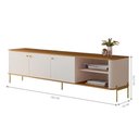 Ver imagem 2 de Rack para Sala Tv até 70 Polegadas Moderno 3 Portas - Off White Nature Dourado