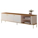 Ver imagem 1 de Rack para Sala Tv até 70 Polegadas Moderno 3 Portas - Off White Nature Dourado
