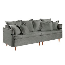 Sofá Fixo Atlas 3 Lugares Luxo 180cm Castellar Móbile Cinza - 2
