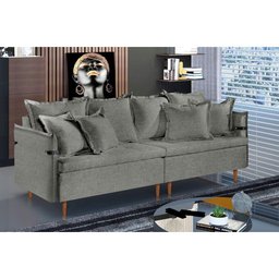 Sofá Fixo Atlas 3 Lugares Luxo 180cm Castellar Móbile Cinza - 1