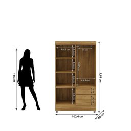 Guarda Roupa Pequeno Ideal 4 Portas e 2 Gavetas para Quarto de Hospedes - 9