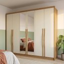 Ver imagem 1 de Guarda Roupa Casal 100% MDF 6 Portas 6 Gavetas com Espelho e Cabideiro 276,2x236,4x56,5cm