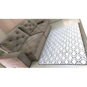 TAPETE JACQUARD SALA LUXUOSO 2,00X1,30 - COPAS BRANCO E PRETO