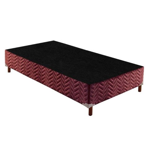 Cama Box Base Solteiro Sommier Rústico Bordado Wine (96x203x30) - Paropas