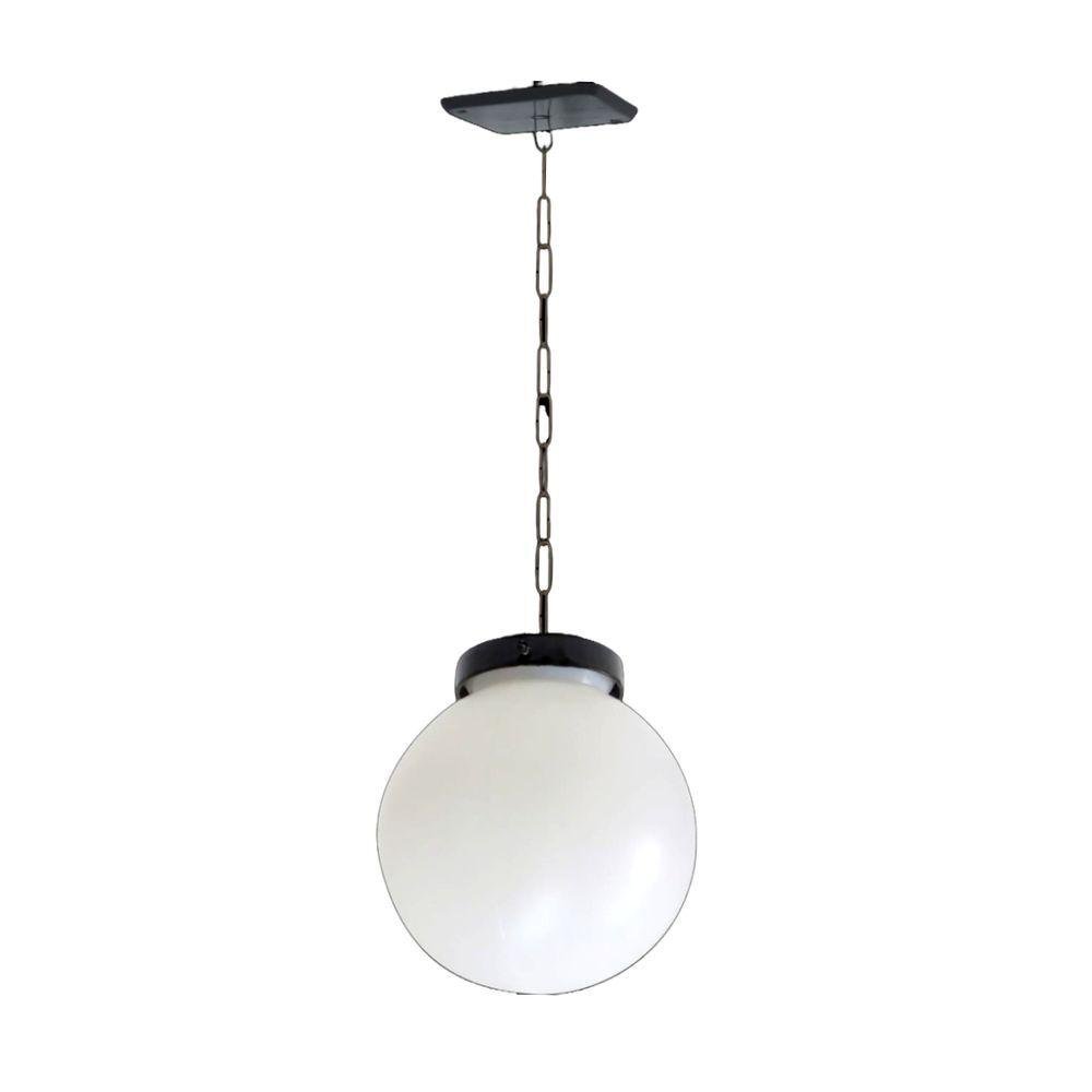 Luminária Globo de Teto Alumínio Fundido Preto 30x20cm - 1