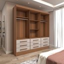 Ver imagem 6 de Guarda-roupa Casal Ferrara 3 Portas 9 Gavetas Cinamomo/off White - Panorama Móveis