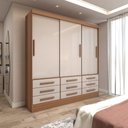 Ver imagem 1 de Guarda-roupa Casal Ferrara 3 Portas 9 Gavetas Cinamomo/off White - Panorama Móveis