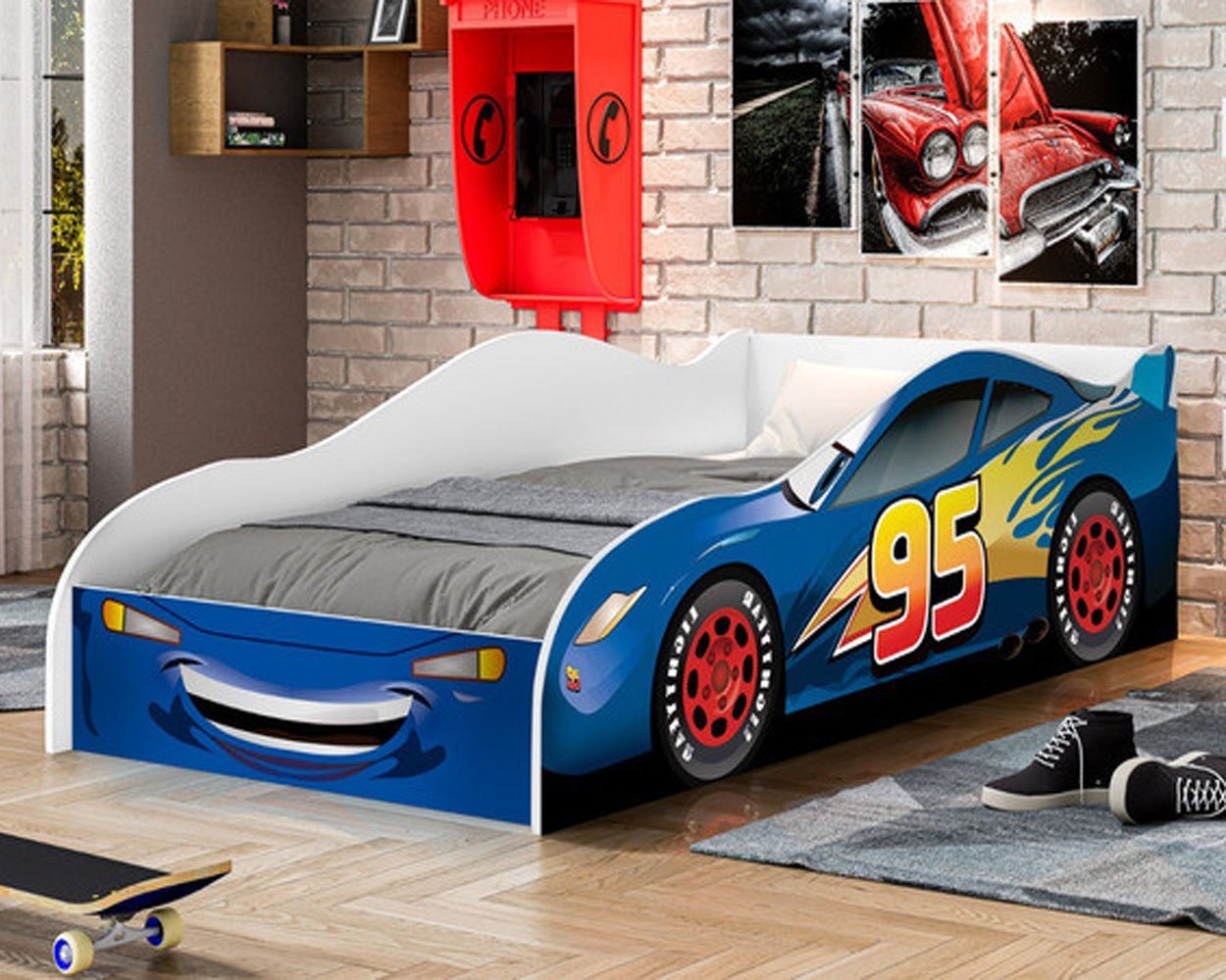 Jogo De Quarto Carro Azul Infantil Stock Car Bebe Solteiro Menino