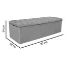 Ver mais imagens de Kit Cabeceira + Calçadeira Baú Capitonê Livia 90cm Solteiro para Cama Box Suede Cinza - Gat Magazine