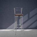Ver imagem 4 de Kit 8 Banquetas Altas Cromadas com Assento Estofado e Encosto para Bancada Cozinha Cromado/Marrom