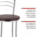 Ver imagem 6 de Kit 8 Banquetas Altas Cromadas com Assento Estofado e Encosto para Bancada Cozinha Cromado/Marrom
