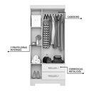 Ver mais imagens de Guarda Roupa Solteiro Nt5000 3 Portas e 2 Gavetas com Pés Notável