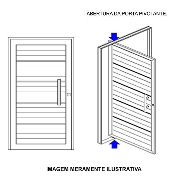 Porta de Alumínio Pivotante Frisada Com Puxador Lado Direito 210x90cm Preto Allo Esquadrias - 3