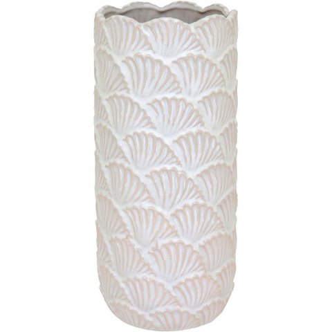 Vaso Decorativo Enfeite Casa Cerâmica 33x15x15cm Bege