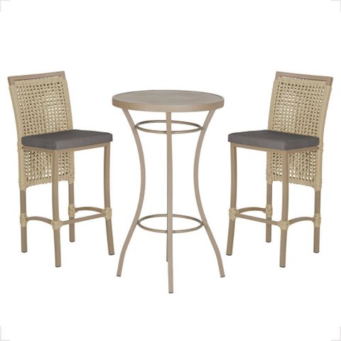 Mesa Bistro e 2 Banquetas Roma Fendi Corda Náutica 11 Trama Original
