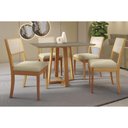 Ver imagem 1 de Mesa Cozinha Elma Premium Madeira Maciça C/ Tampo Madeirado C/ Vidro 120x80cm e 4 Cadeiras Lola
