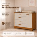 Ver imagem 6 de Cômoda Sapateira Zaki para Quarto de Bebê | 100% MDF 1 Porta e 4 Gavetas Areia Fosco/ Savana
